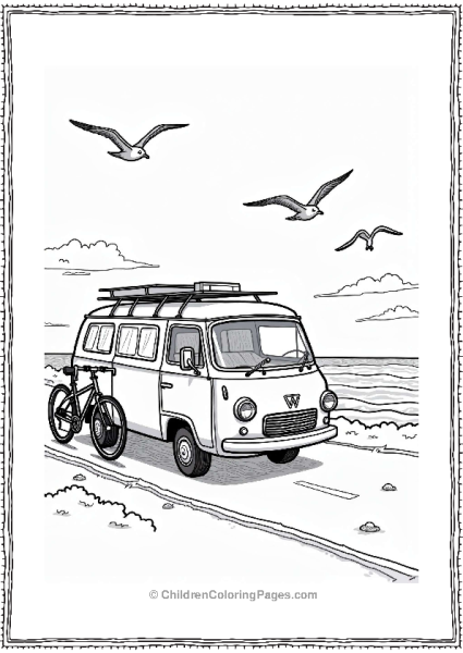 Camper RV Camper Van On A Coastal Road Free PDF Printable