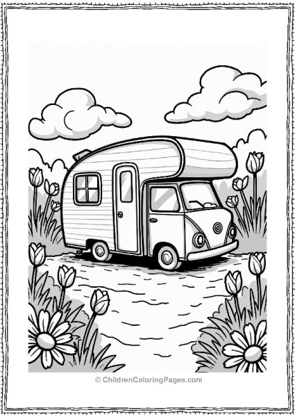 Camper RV Cozy RV In A Sunny Garden Free PDF Printable