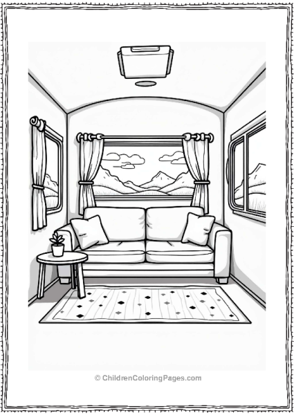 Camper RV Cozy RV Living Room Illustration Free PDF Printable