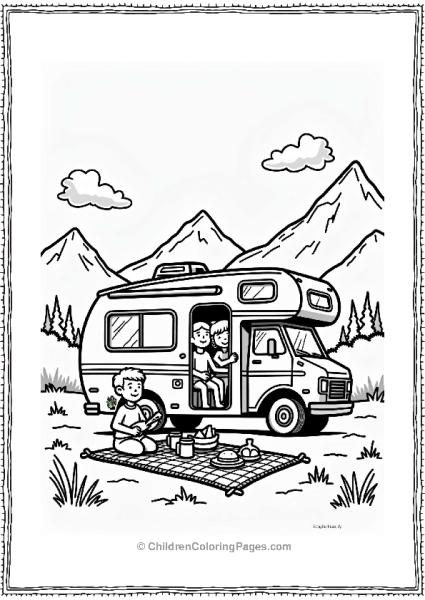 Camper RV Family Picnic In A Colorful RV Free PDF Printable