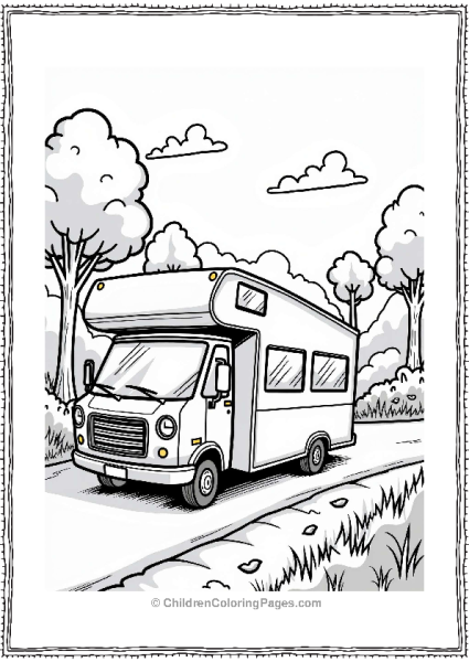 Camper RV In An Autumn Landscape Free PDF Printable