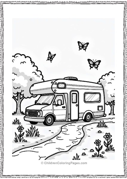 Camper RV On A Nature Trail Free PDF Printable