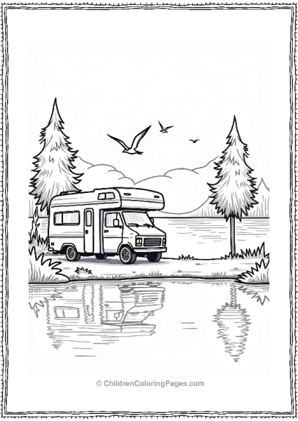 Camper RV RV By A Tranquil Lake Free PDF Printable
