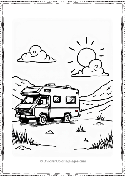 Camper RV Sunset RV Adventure On Hilltop Free PDF Printable