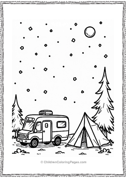 Camper RV Under A Starry Sky Free PDF Printable
