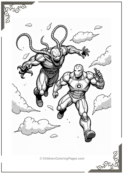Carnage Attacking Iron Man Mid Flight Free PDF Printable