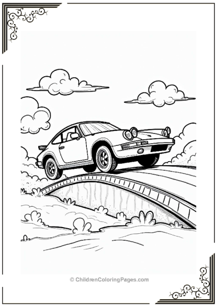 Cartoon Sports Cars Jumping Over Ramp Free PDF Printable