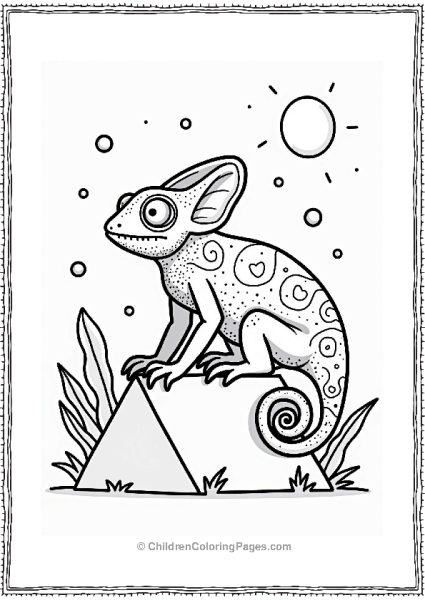 Chameleon Among Geometric Shapes Free PDF Printable