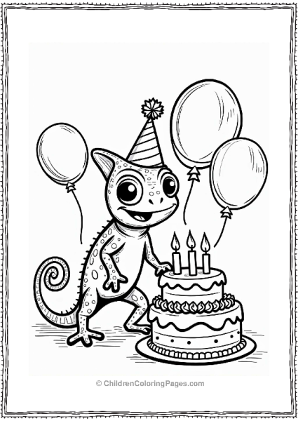 Chameleon At A Birthday Party Free PDF Printable