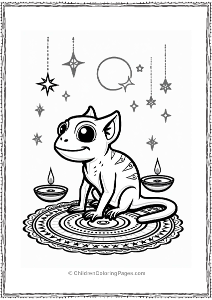 Chameleon At Diwali Celebration Free PDF Printable