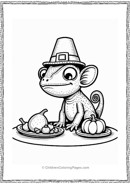Chameleon At Thanksgiving Feast Free PDF Printable