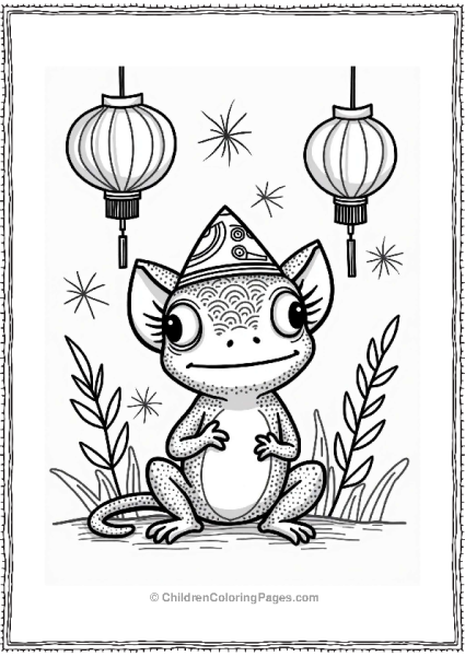 Chameleon Celebrating Lunar New Year Free PDF Printable