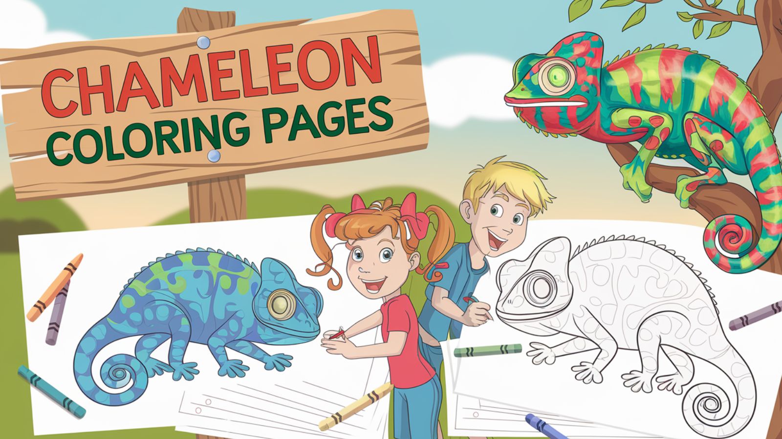 Chameleon Coloring Pages – Free PDF Printables  🍃🐛😴🌿