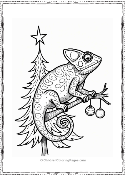 Chameleon In A Christmas Scene Free PDF Printable