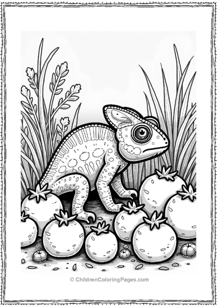 Chameleon In A Garden Scene Free PDF Printable