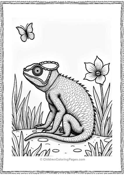 Chameleon In A Garden Free PDF Printable