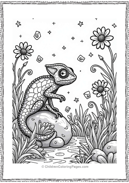 Chameleon In A Magical Garden Free PDF Printable