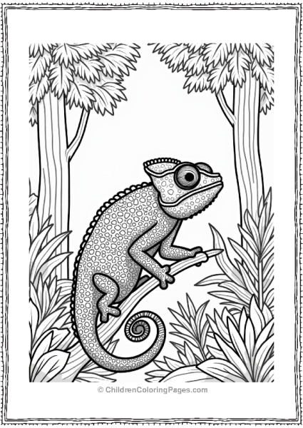 Chameleon In A Rainforest Free PDF Printable