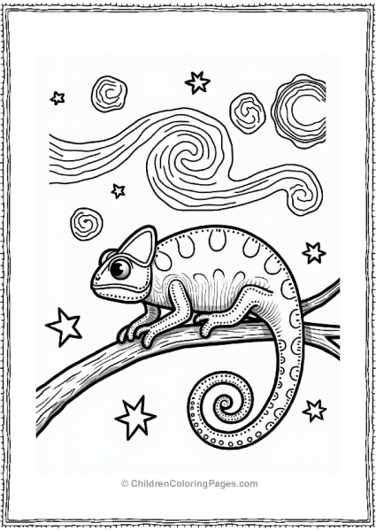 Chameleon In A Starry Night Free PDF Printable