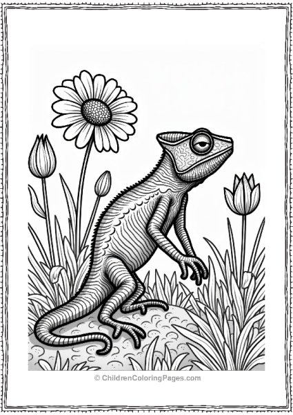 Chameleon In A Vibrant Garden Free PDF Printable