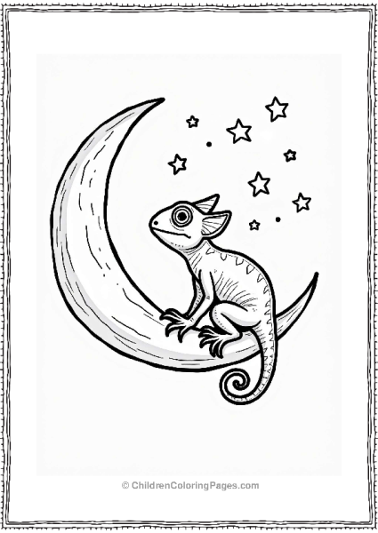 Chameleon On A Crescent Moon Free PDF Printable