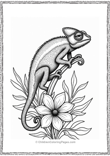 Chameleon On A Floral Canvas Free PDF Printable