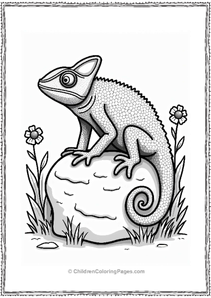 Chameleon On A Rock Free PDF Printable