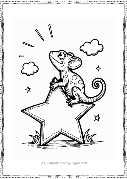 Chameleon On A Star Free PDF Printable