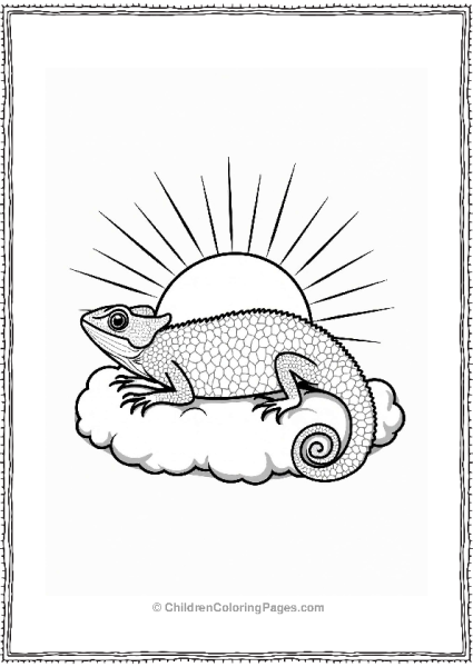 Chameleon On A Sun Shaped Cloud Free PDF Printable