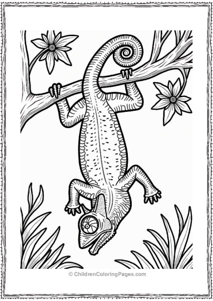 Chameleon On A Vine Free PDF Printable
