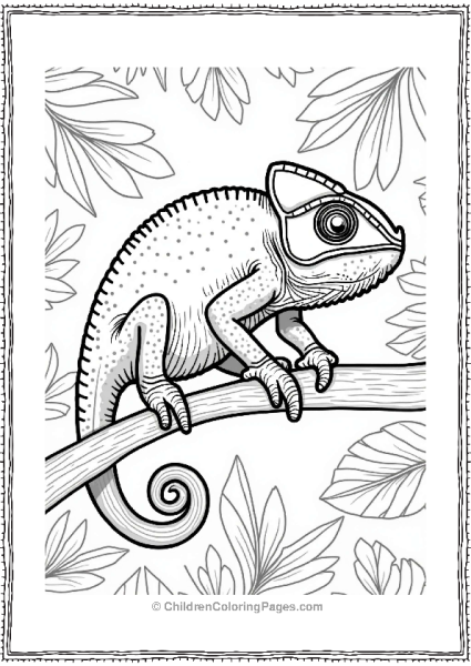 Chameleon On Leafy Branch Free PDF Printable