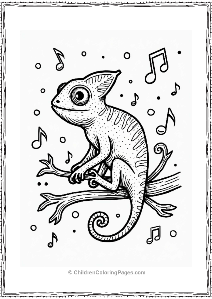 Chameleon On Music Notes Free PDF Printable