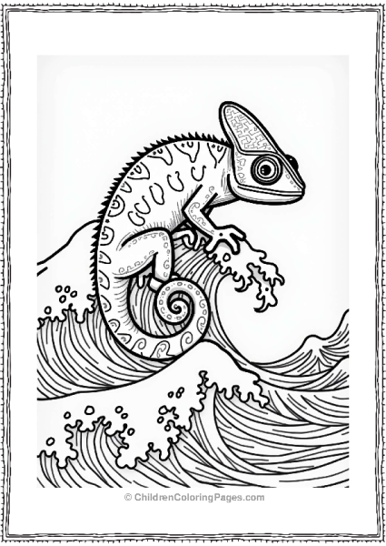 Chameleon On The Great Wave Free PDF Printable