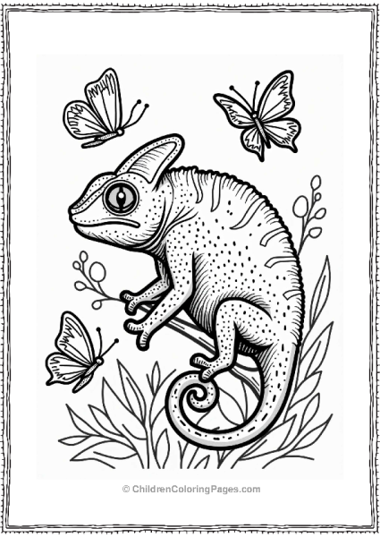 Chameleon With Butterflies Free PDF Printable