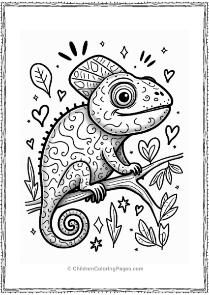 Chameleon With Vibrant Doodles Free PDF Printable