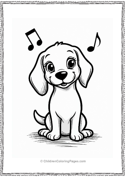 Charming Beagle Listening With Musical Notes Free PDF Printable