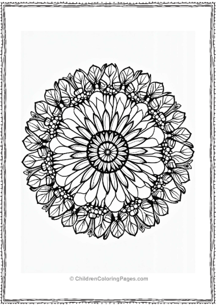 Charming Leaf Mandala For Kids Free PDF Printable