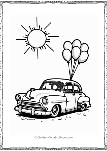 Charming Lowrider Car With Balloons Free PDF Printable