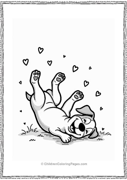 Cheerful Boxer Dog Rolling In Hearts Free PDF Printable