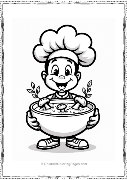 Cheerful Chef With Mushroom Soup Soup Free PDF Printable