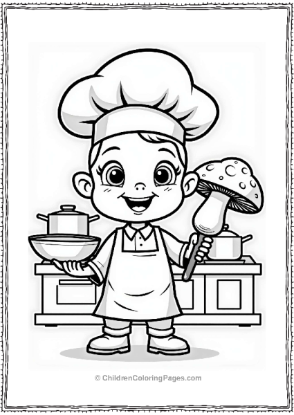 Cheerful Chef With Portobello Mushroom Free PDF Printable