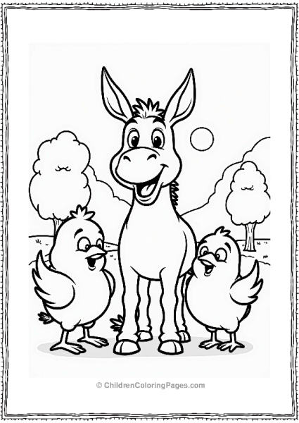 Cheerful Shrek Donkey With Friends Free PDF Printable
