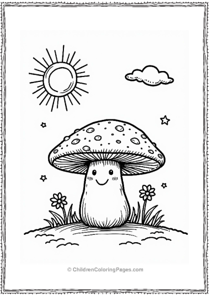 Cheerful Portobello Mushroom Under The Sun Free PDF Printable