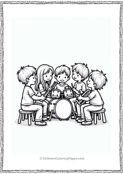 Children Playing Music In A Circle Free PDF Printable