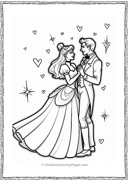 Cinderella And Prince Charming At The Ball Free PDF Printable