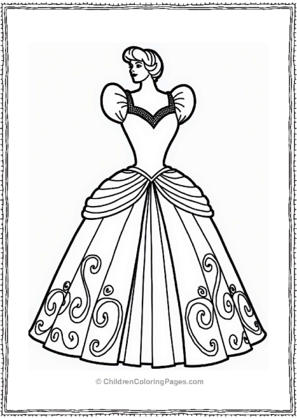 Cinderellas Enchanted Dress Outline Free PDF Printable