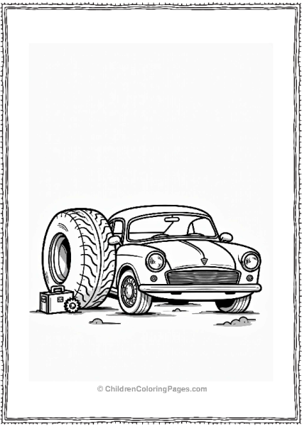Classic Cars And Tire Illustration Free PDF Printable