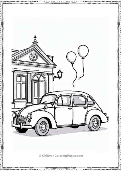 Classic Cars Charming Sedan In Front Of An Elegant Building Free PDF Printable