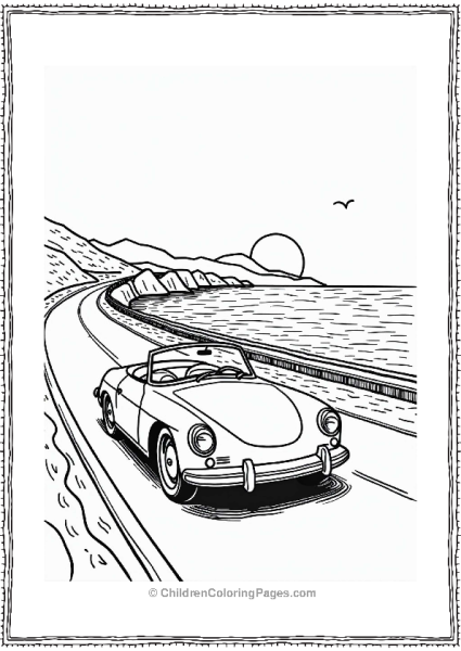 Classic Cars Convertible On Coastal Road Free PDF Printable