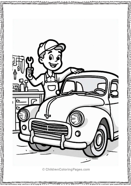 Classic Cars Mechanic Illustration Free PDF Printable